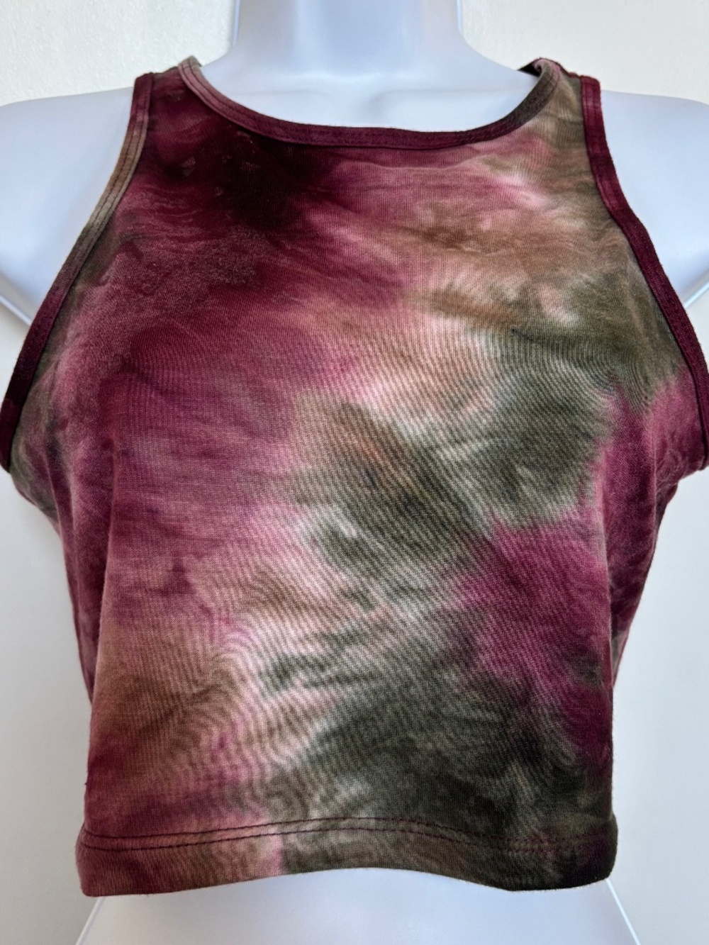 Dippin' Daisy's Swimwear Top Tie Dye Made in USA Burgundy Green Women Size S NWT